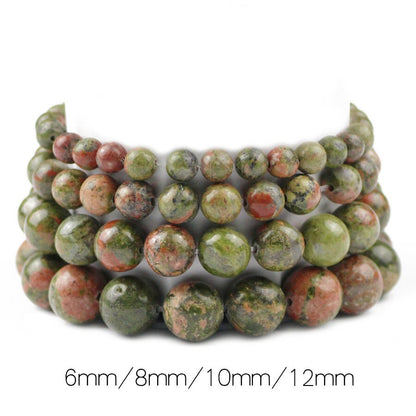 Unakite Stone Beads Bracelet 8''