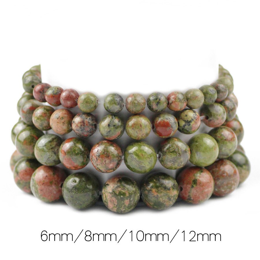 Bracelet de perles en pierre d'unakite 8''