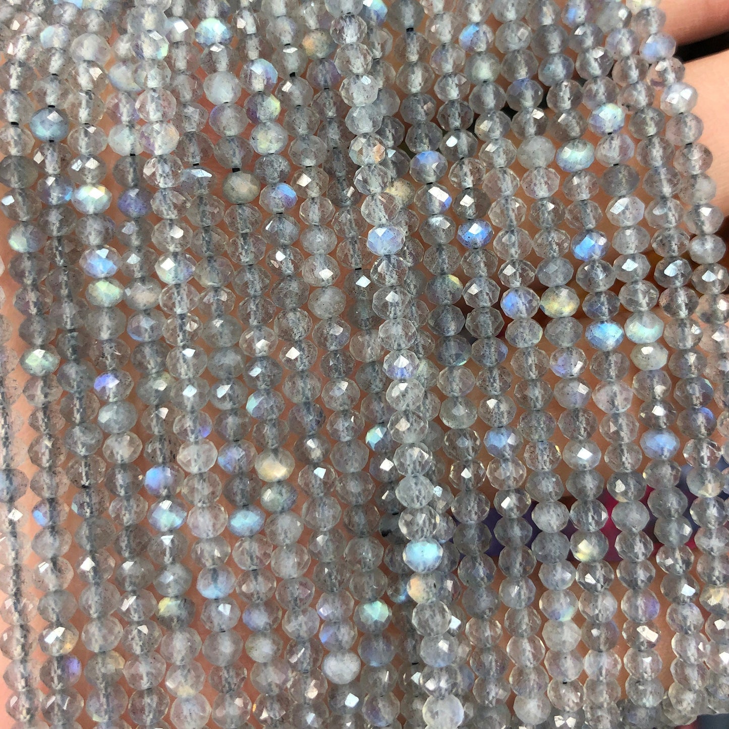 Genuine Labradorite Faceted Rondelle Beads 3x4mm 15''