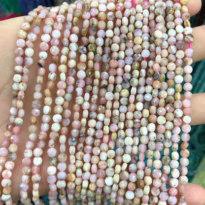 Pink Opal Coin Faceted Beads 4mm 15''