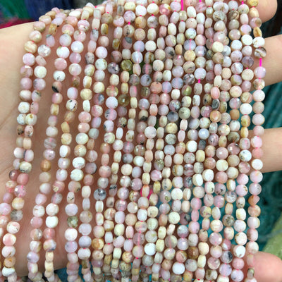 Pink Opal Coin Faceted Beads 4mm 15''