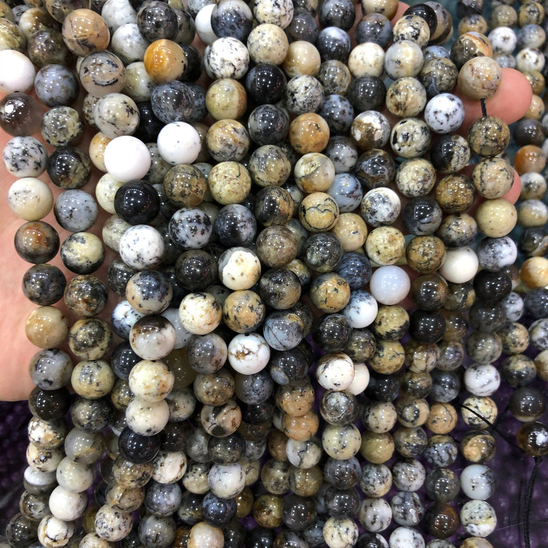 Perles d'opale noire 6 mm 8 mm 10 mm 15''