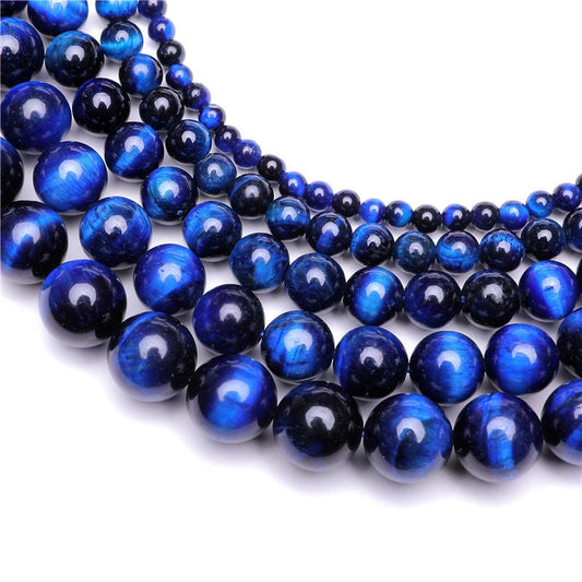 Blue Yellow Tiger Eye Beads Natural Gemstone Beads 4mm 6mm 8mm 10mm 12mm 14mm 15''