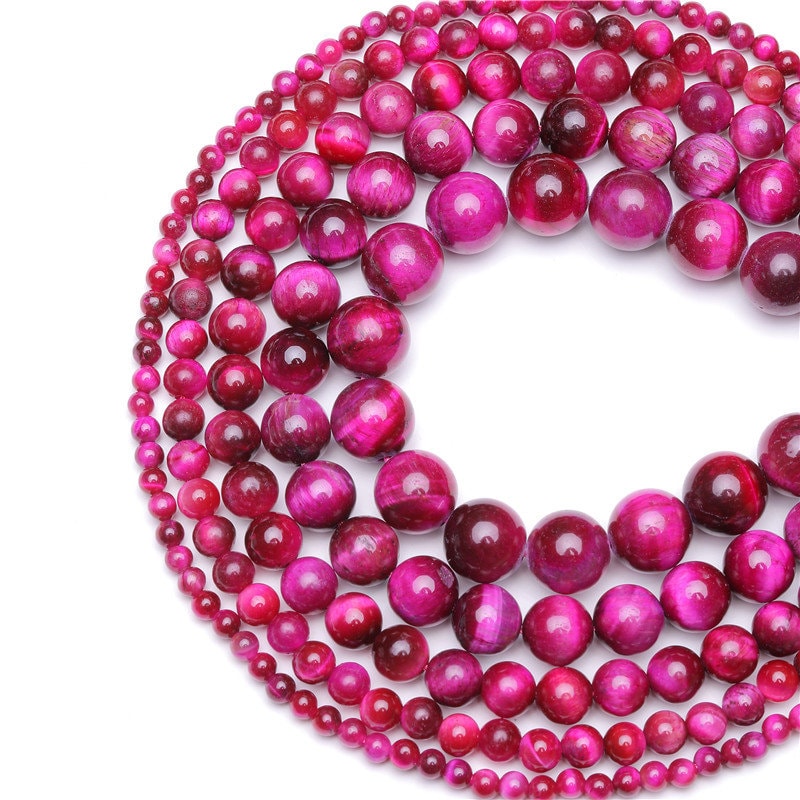 Pink Tiger Eye Beads Natural Gemstone Beads 4mm 6mm 8mm 10mm 12mm 14mm 15''