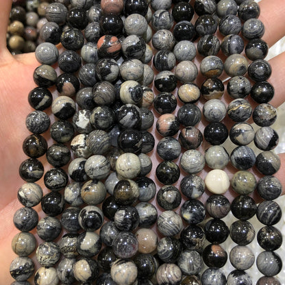 Black Leaf Jasper Beads 8mm 10mm 15''