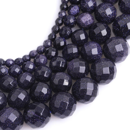 Blue Sandstone Faceted Beads 4mm 6mm 8mm 10mm 12mm 15''