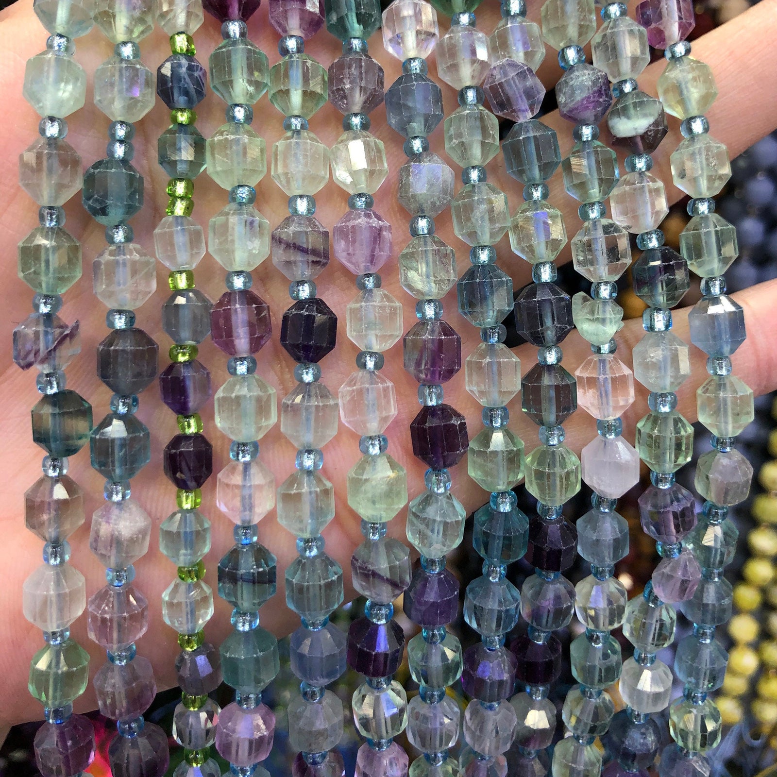 Rainbow Fluorite Faceted Beads 6mm 8mm 15''
