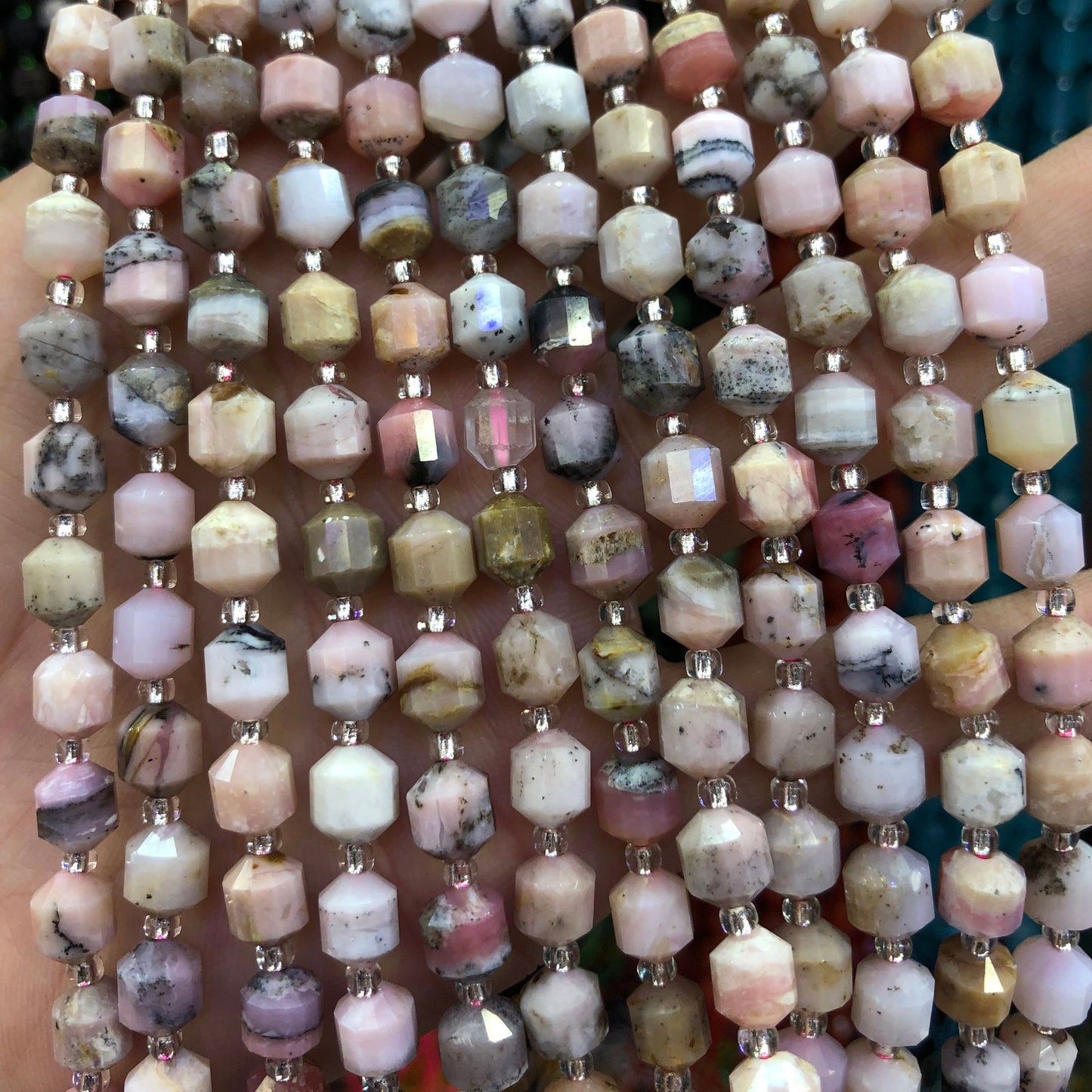 Pink Opal Tube Faceted Beads Natural Gemstone Beads 6mm 8mm 10mm 15''