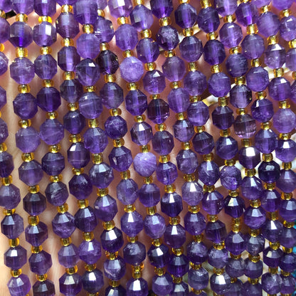 Ametystrør facetterede perler Naturlige ædelstensperler 6 mm 15''
