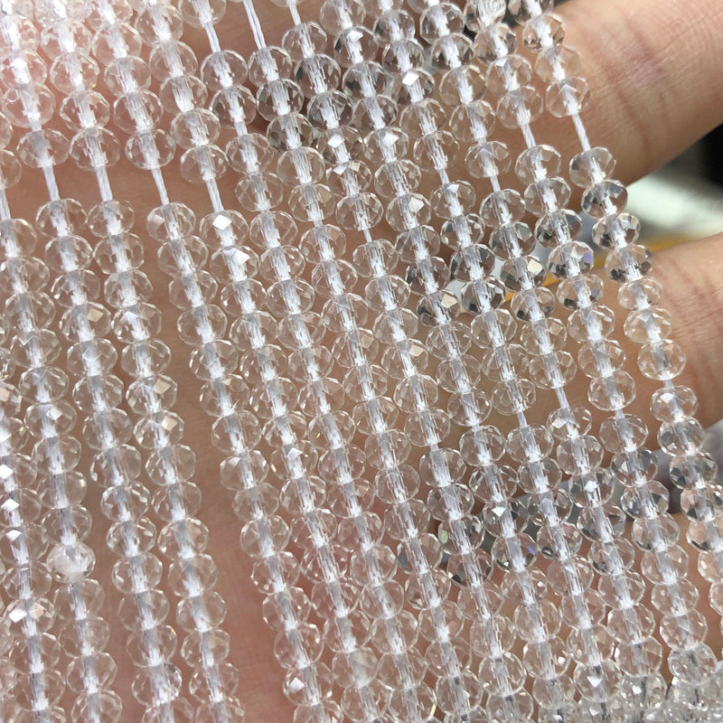 Clear Crystal Rondelle Faceted Beads 3x4mm 3x5mm 15''
