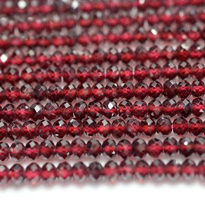 Genuine Garnet Rondelle Faceted Beads 2x3mm 3x4mm 15''