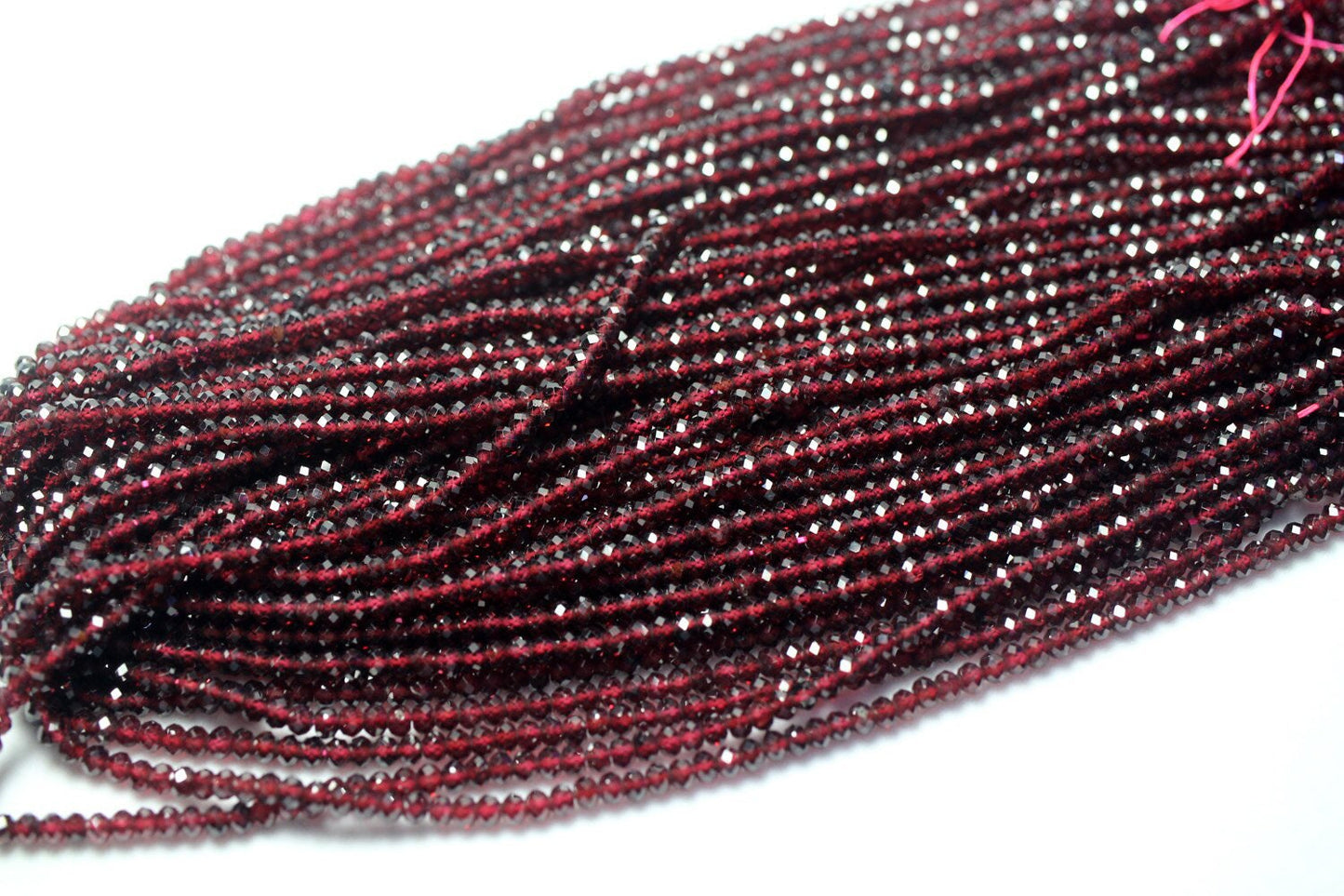 Genuine Garnet Rondelle Faceted Beads 2x3mm 3x4mm 15''