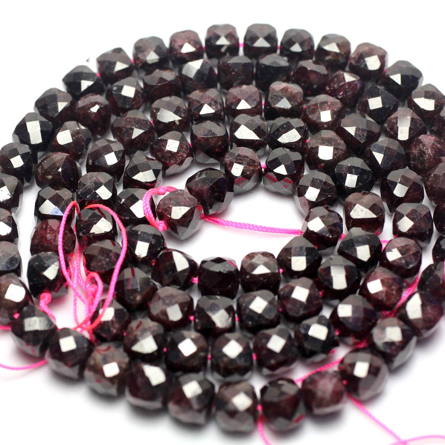 Garnet Cube Faceted Beads 8mm 15''