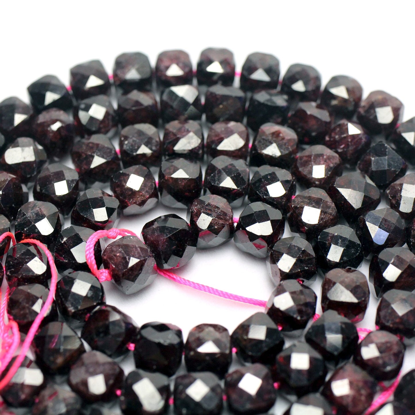 Garnet Cube Faceted Beads 8mm 15''