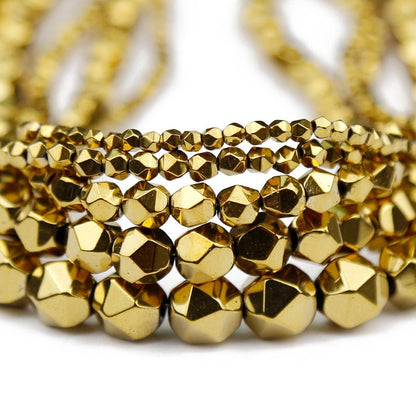 Gold Hematite Nugget Faceted Beads  3mm 4mm 6mm 8mm 10mm 15''