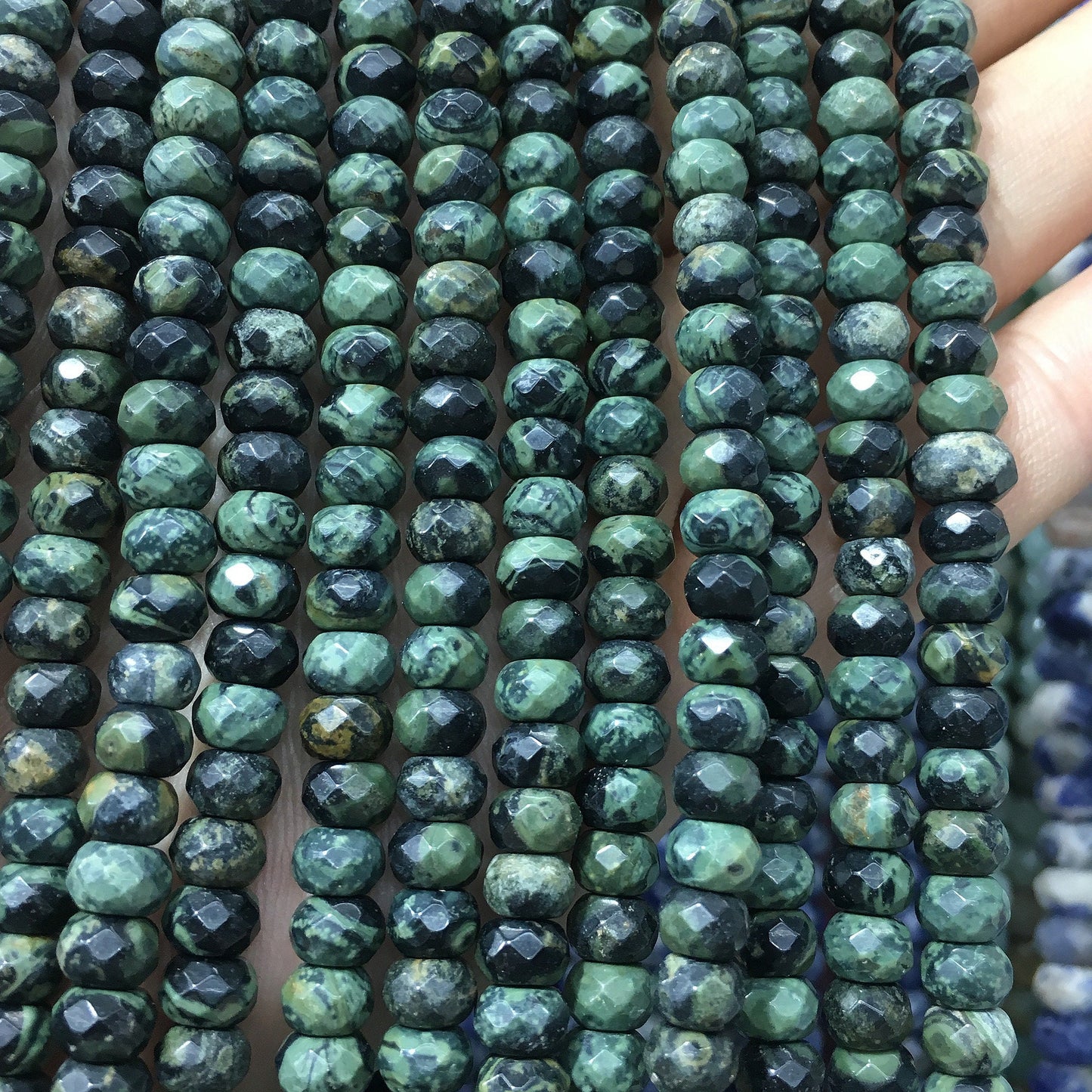Kambaba Jasper Rondelle Faceted Beads 4x6mm 5x8mm 15''