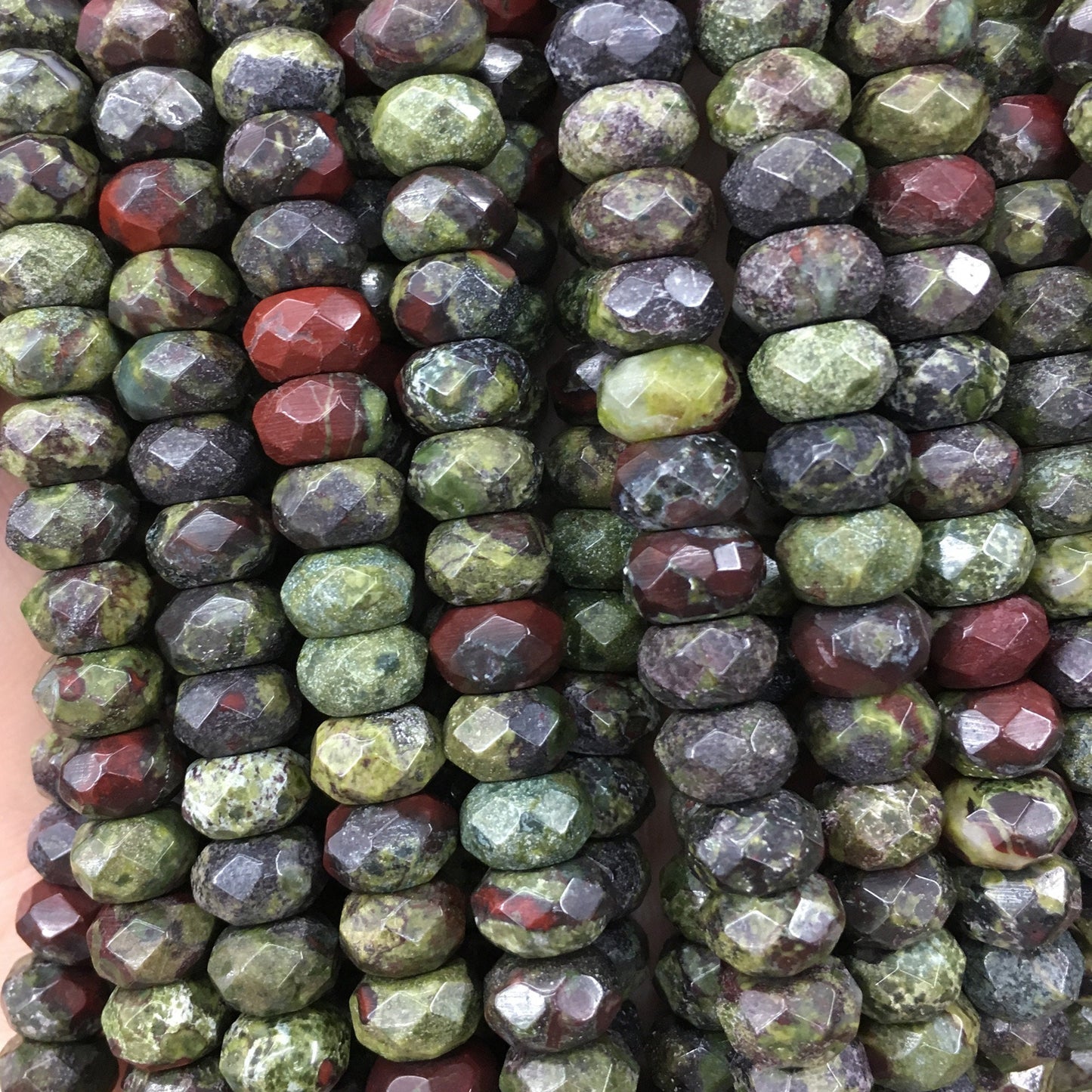 Dragon Bloodstone Faceted Rondelle Beads 4x6mm 5x8mm 15''