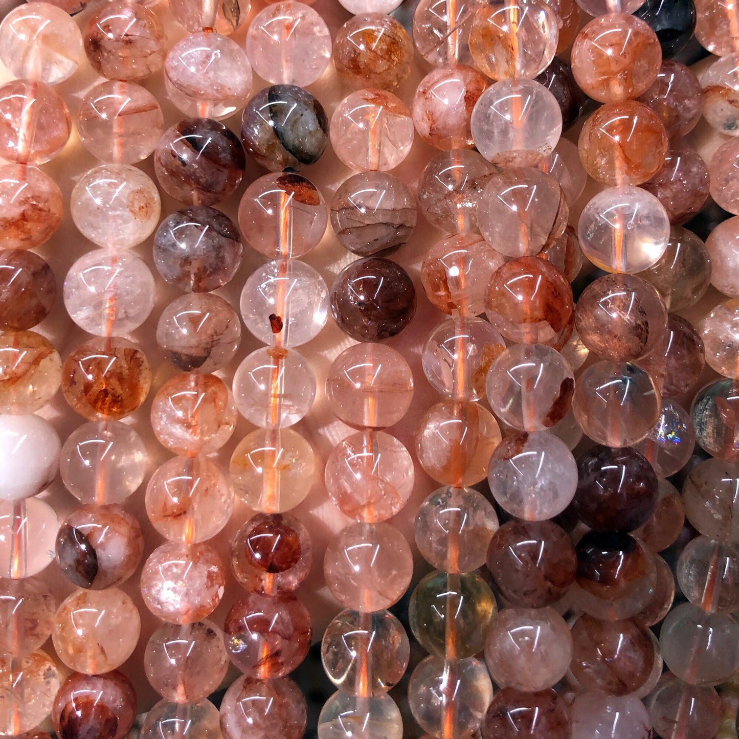 Red Hematoid Crystal Quartz Beads 6mm 8mm 10mm 15''