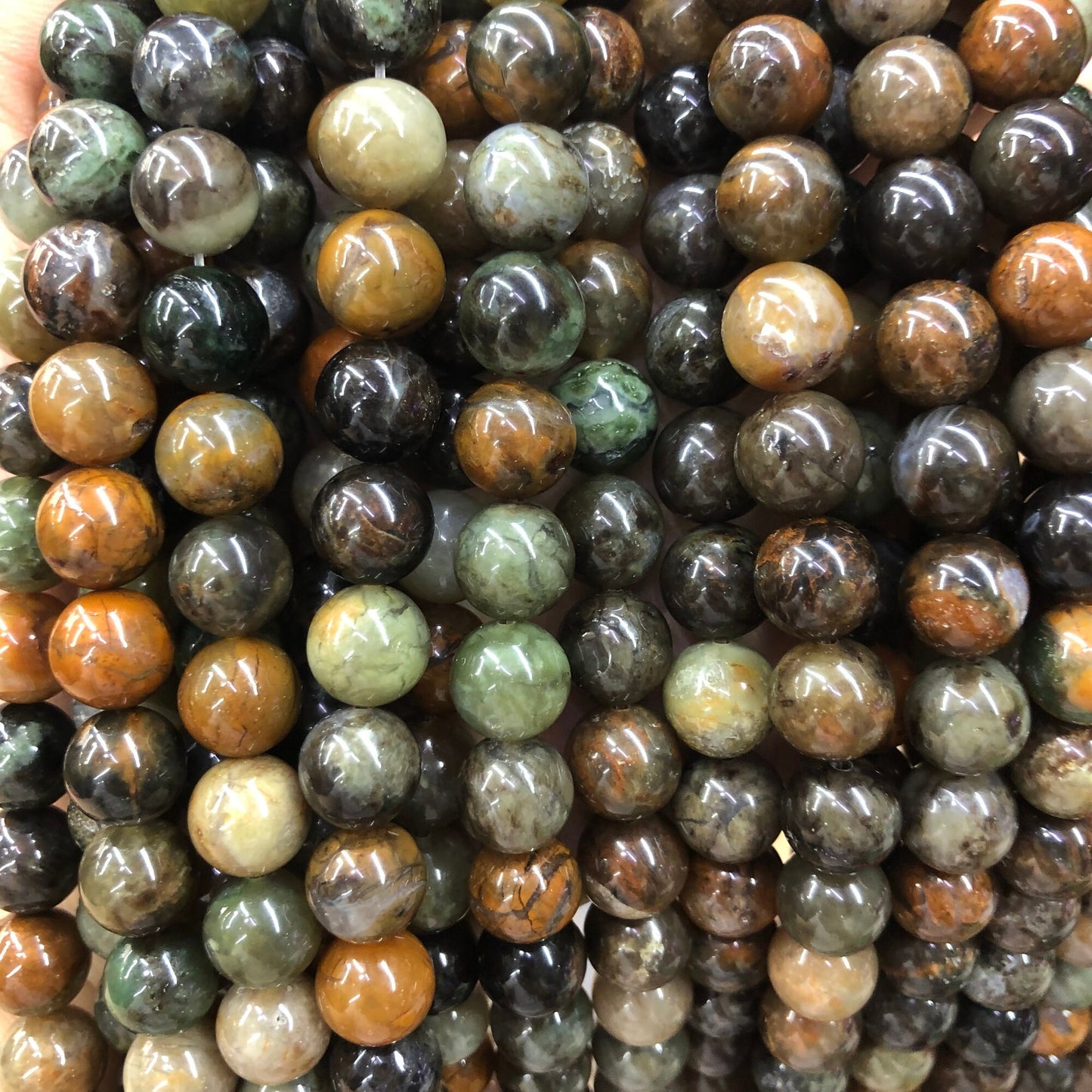 Afrikansk jade, naturlig ædelsten, rund sten 6mm 8mm 10mm 15''