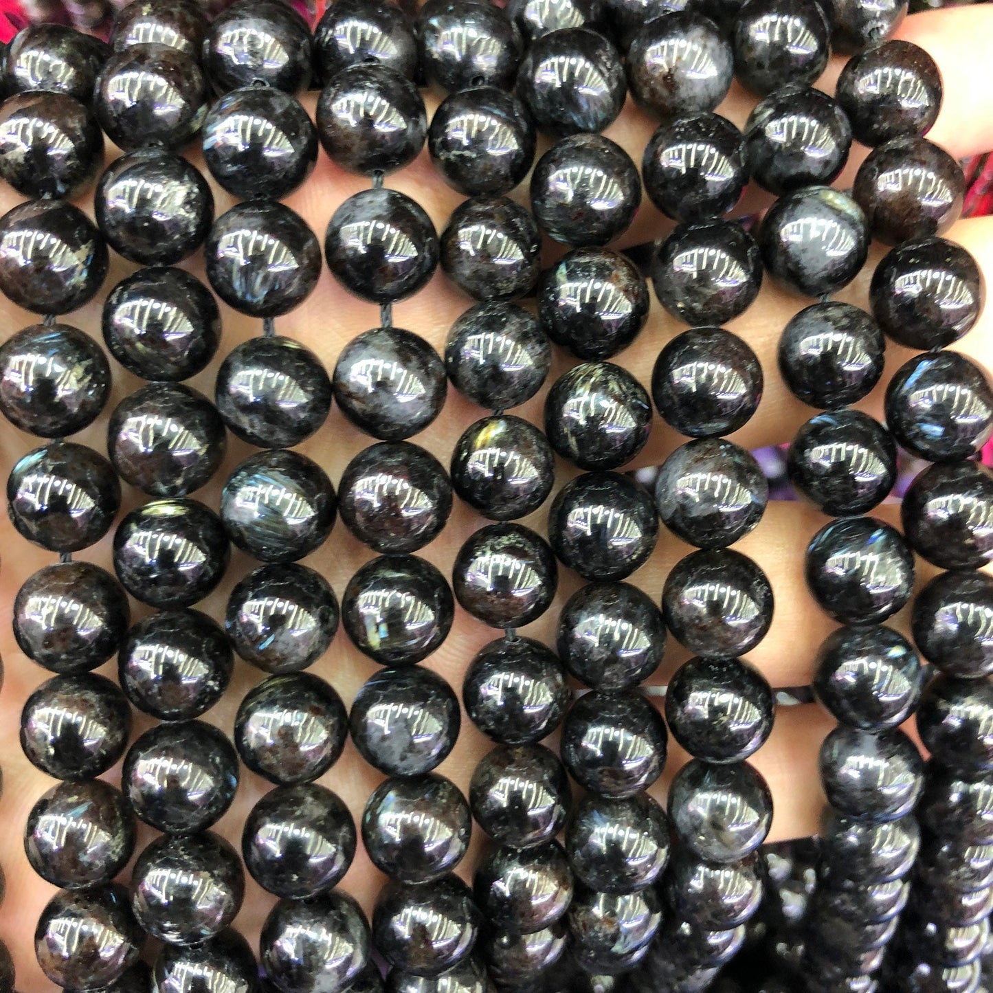 Blue Astrophyllite Stone Beads 6mm 8mm 10mm 15''