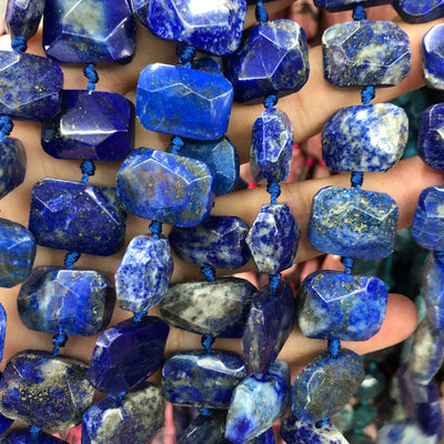 Lapis Lazuli Flat Nugget Faceted Beads 18-25mm 15pcs