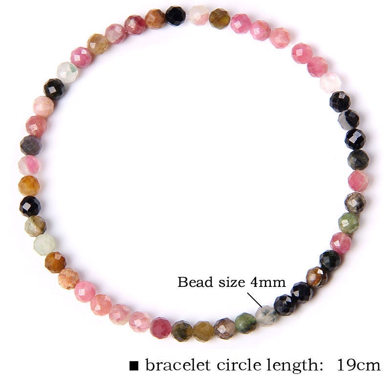 Rainbow Tourmaline Faceted Bracelet 4mm 7.5''