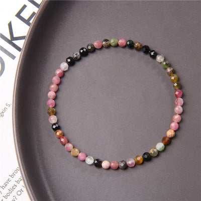 Rainbow Tourmaline Faceted Bracelet 4mm 7.5''