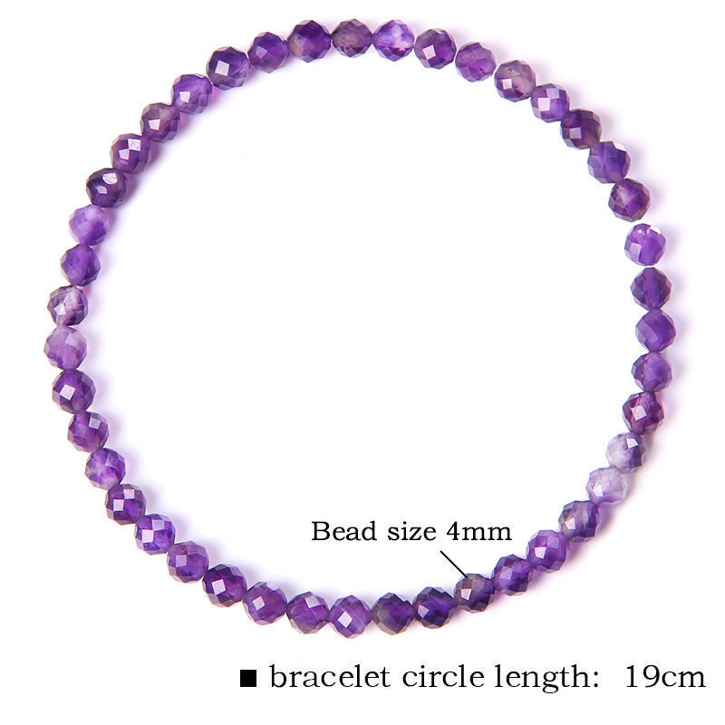 Ametyst facetteret armbånd, natursten armbånd 4mm 7,5''