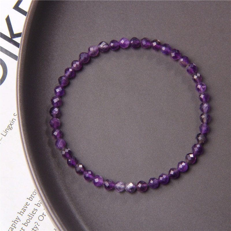 Ametyst facetteret armbånd, natursten armbånd 4mm 7,5''