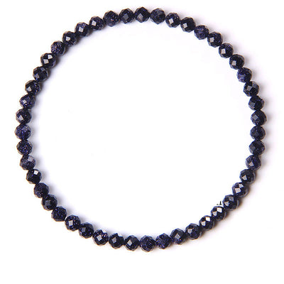 Blue Sandstone Faceted Bracelet Beads Bracelet 4mm 7.5''