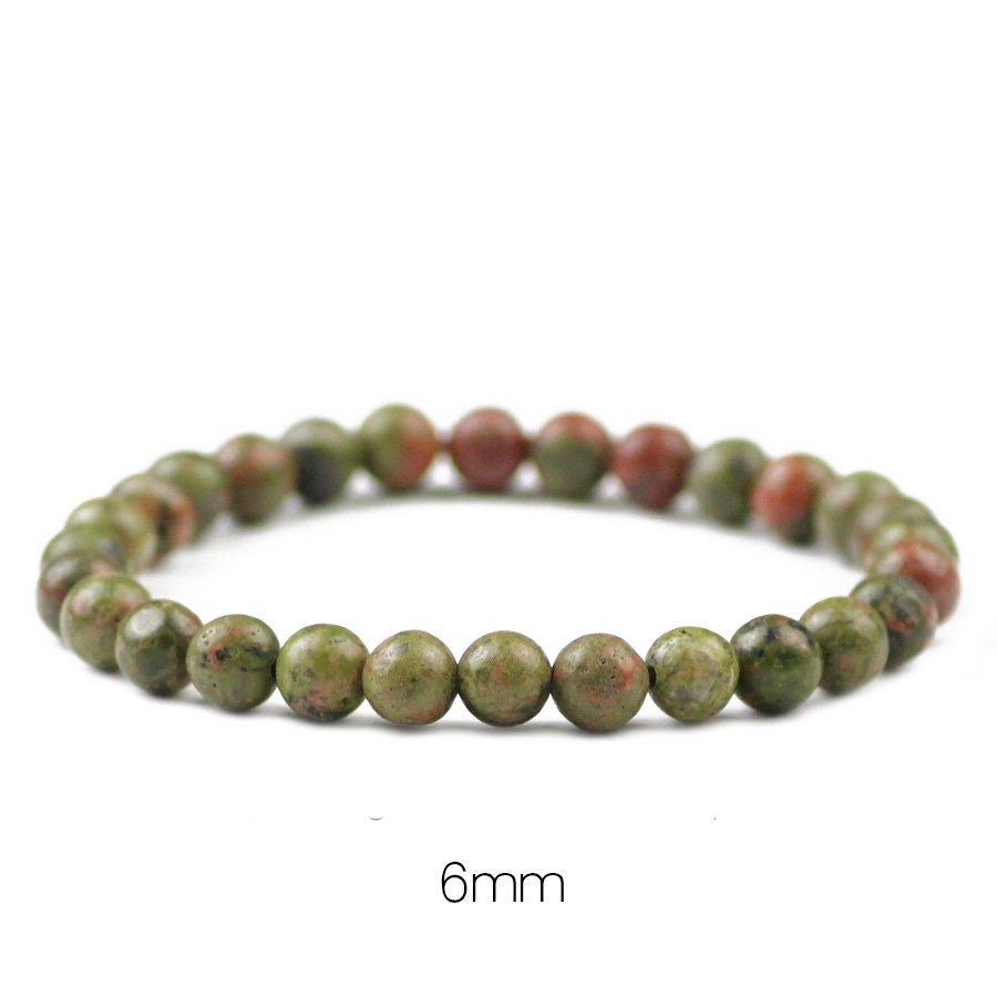 Bracelet de perles en pierre d'unakite 8''