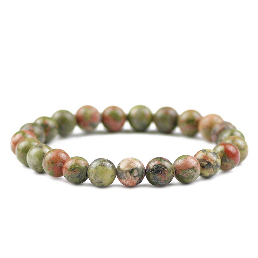 Bracelet de perles en pierre d'unakite 8''