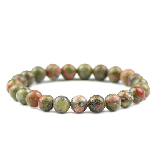 Unakite Stone Beads Bracelet 8''