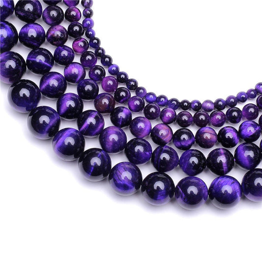 Purple Tiger Eye Beads Natural Gemstone Beads 4mm 6mm 8mm 10mm 12mm 14mm 15''