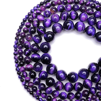 Purple Tiger Eye Beads Natural Gemstone Beads 4mm 6mm 8mm 10mm 12mm 14mm 15''