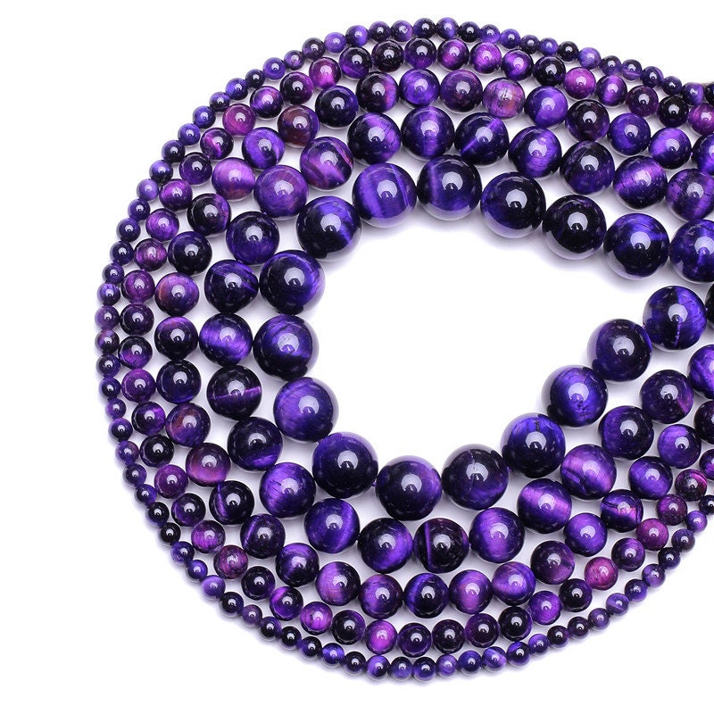 Purple Tiger Eye Beads Natural Gemstone Beads 4mm 6mm 8mm 10mm 12mm 14mm 15''