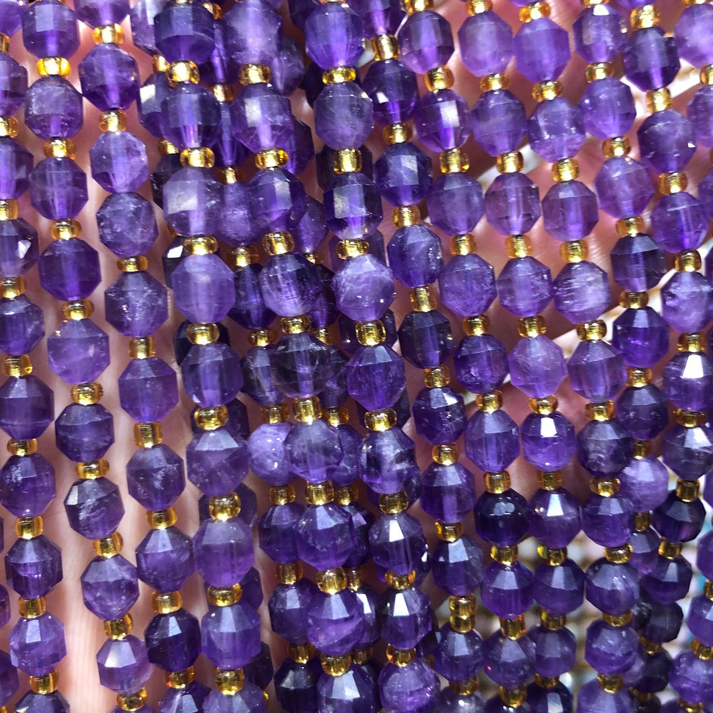 Ametystrør facetterede perler Naturlige ædelstensperler 6 mm 15''