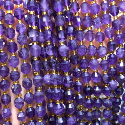 Ametystrør facetterede perler Naturlige ædelstensperler 6 mm 15''