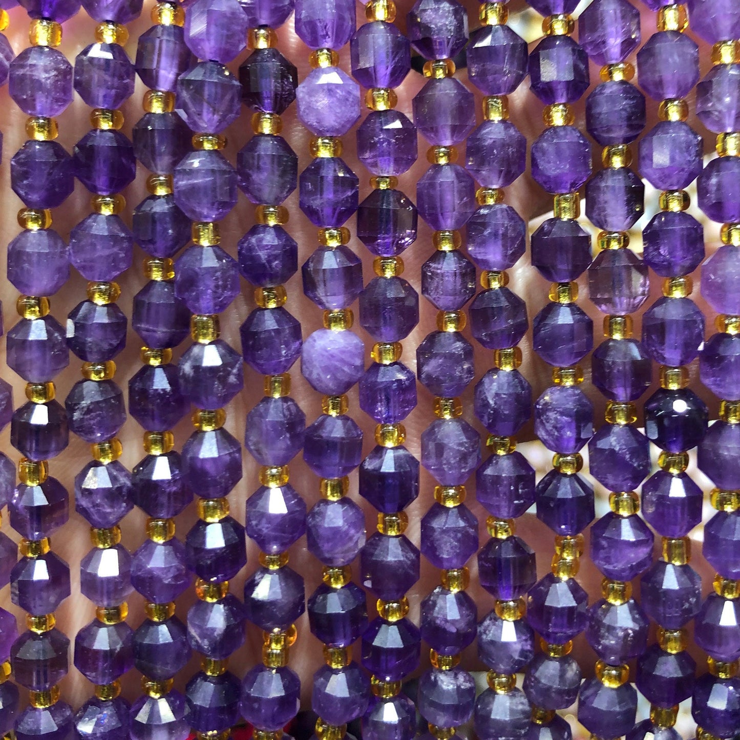Ametystrør facetterede perler Naturlige ædelstensperler 6 mm 15''