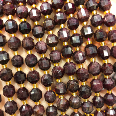 Red Garnet Tube Faceted Beads 8mm 15''