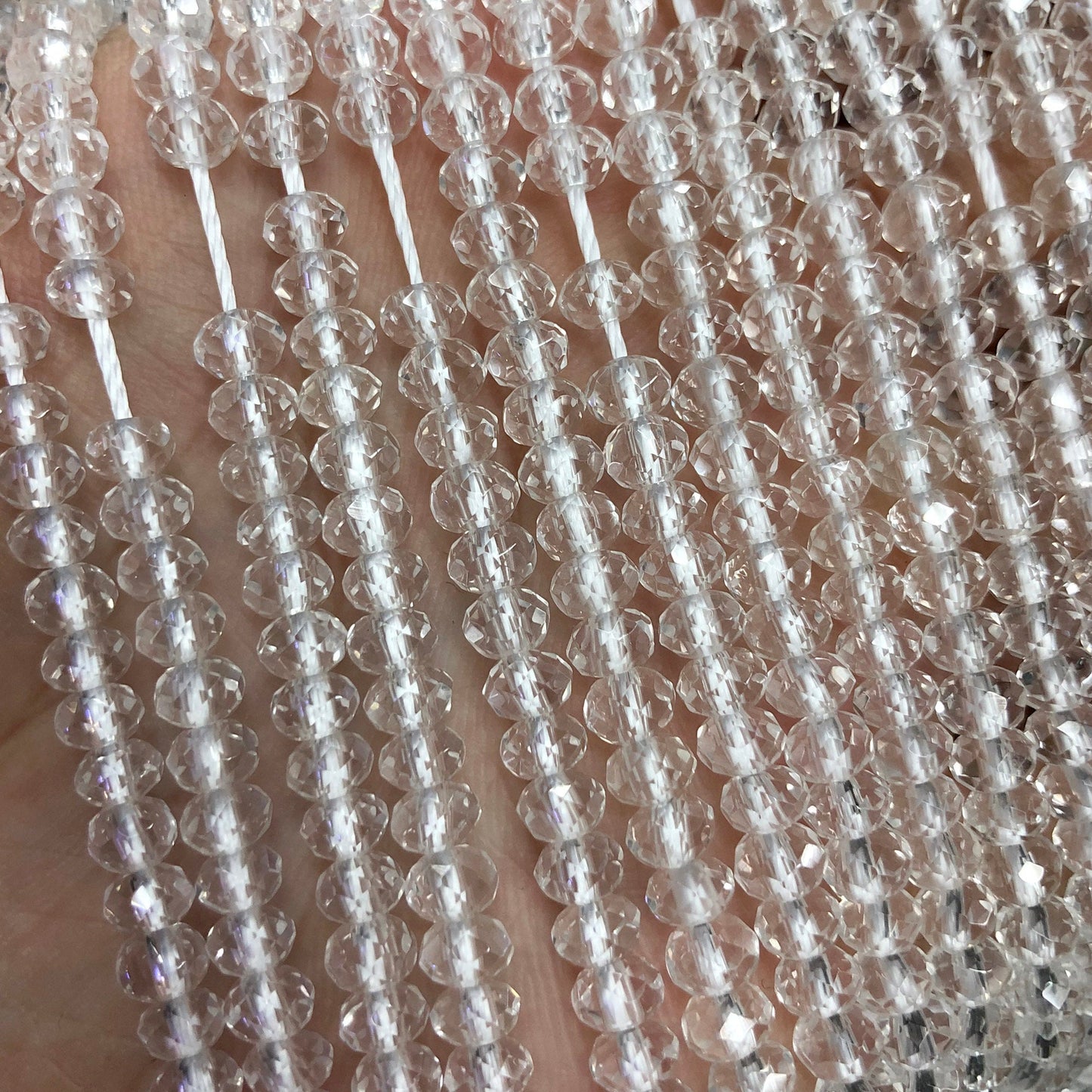 Clear Crystal Rondelle Faceted Beads 3x4mm 3x5mm 15''