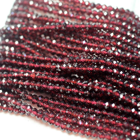 Perles à facettes en véritable grenat rondelles 2x3mm 3x4mm 15''