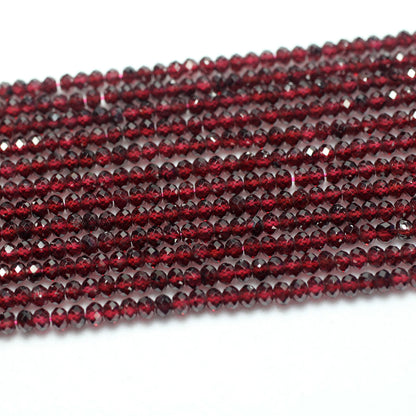 Genuine Garnet Rondelle Faceted Beads 2x3mm 3x4mm 15''