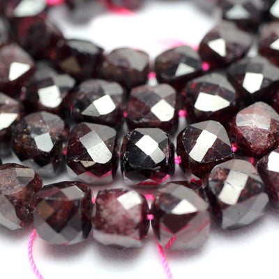 Garnet Cube Faceted Beads 8mm 15''