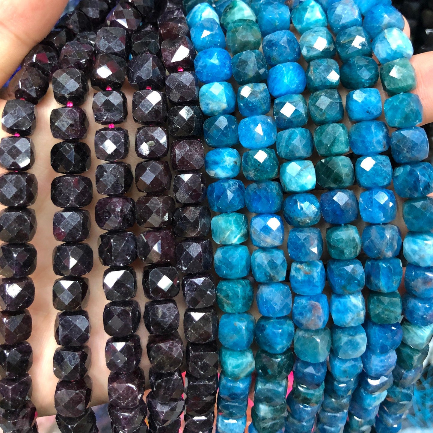 Garnet Cube Faceted Beads 8mm 15''