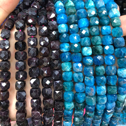 Garnet Cube Faceted Beads 8mm 15''