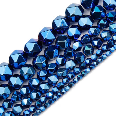 Blue Hematite Nugget Faceted Beads 3mm 4mm 6mm 8mm 10mm 15''