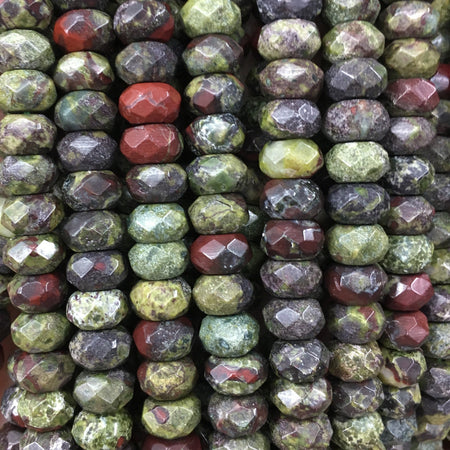 Dragon Bloodstone Faceted Rondelle Beads 4x6mm 5x8mm 15''