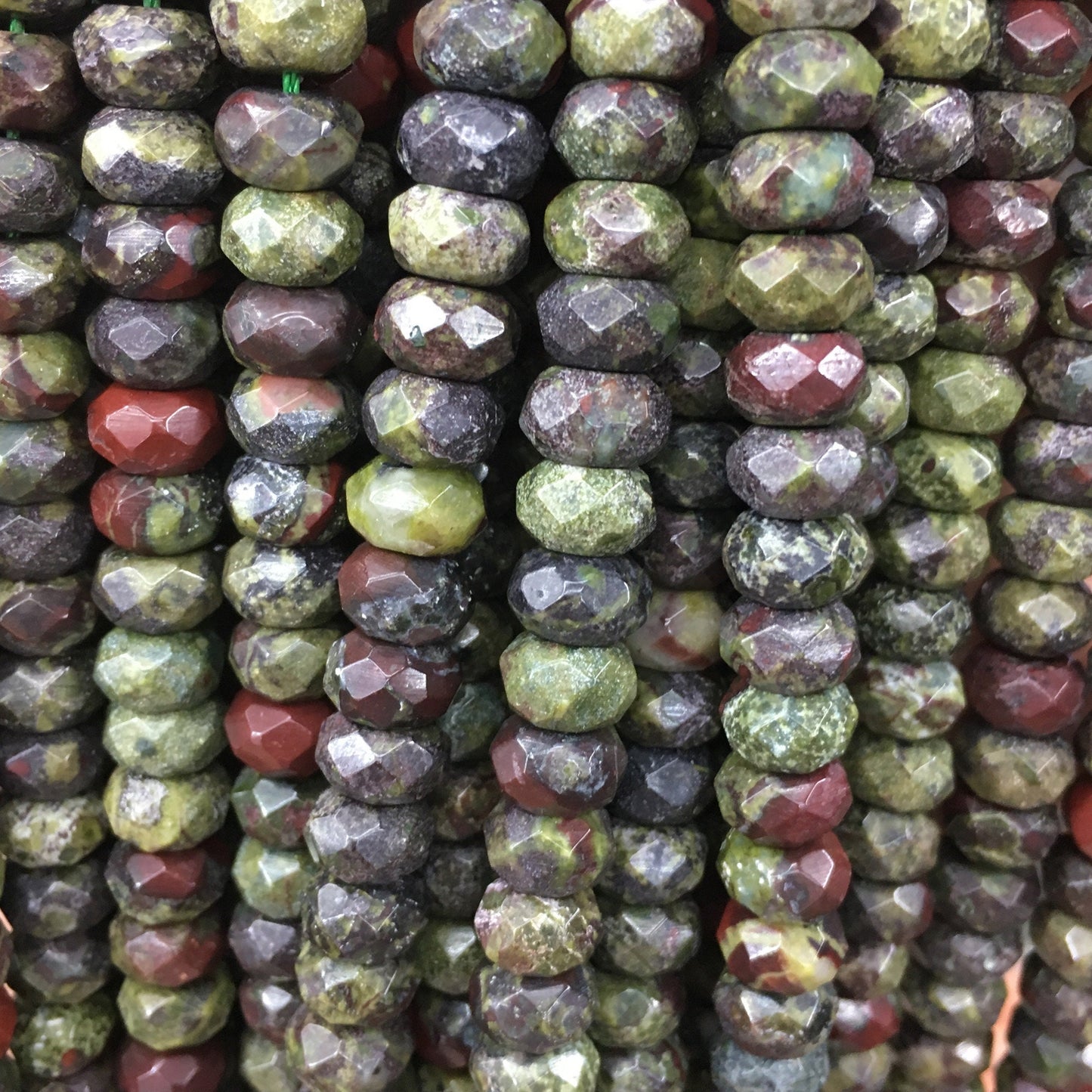 Dragon Bloodstone Faceted Rondelle Beads 4x6mm 5x8mm 15''