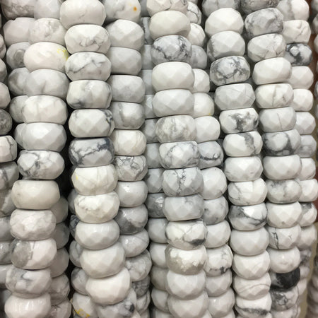 Perles à facettes en howlite 4x6mm 5x8mm 15''